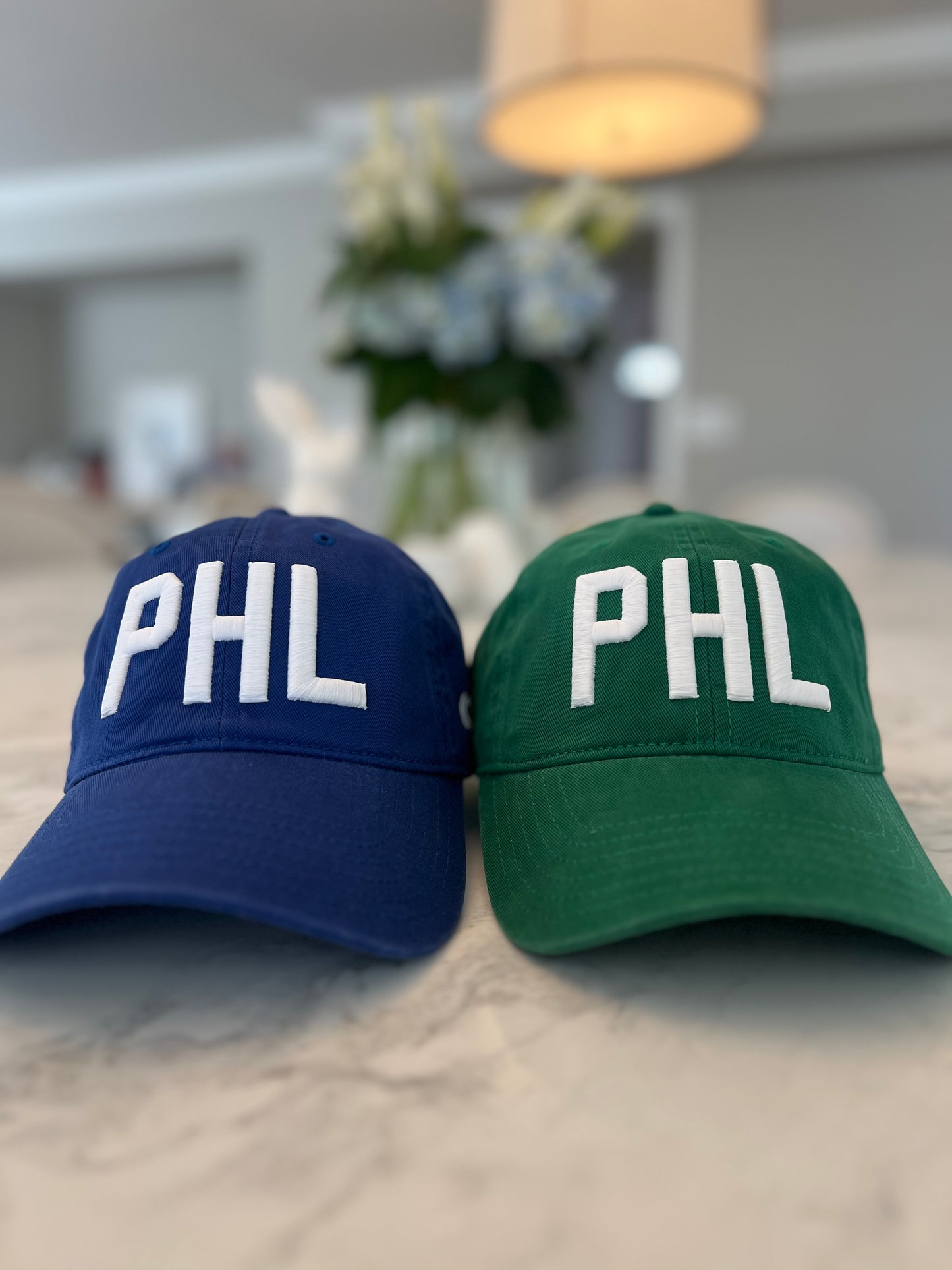 ‘PHL’ White on Green Baseball Hat