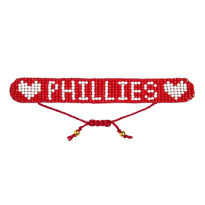 Phillies Beaded Bracelet (Red)