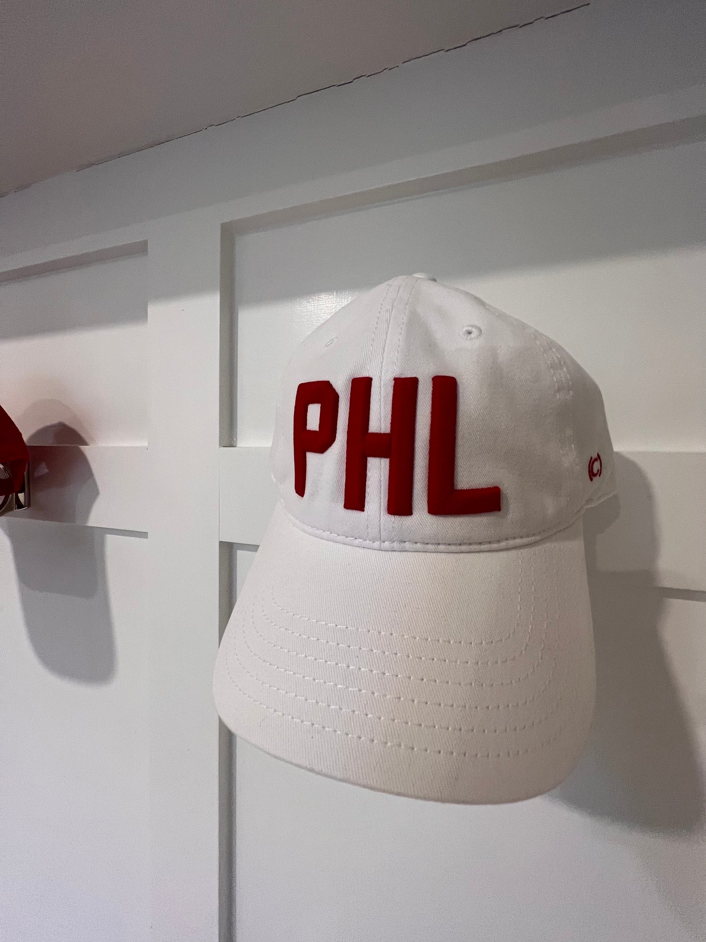 ‘PHL’ Red on White Baseball Hat