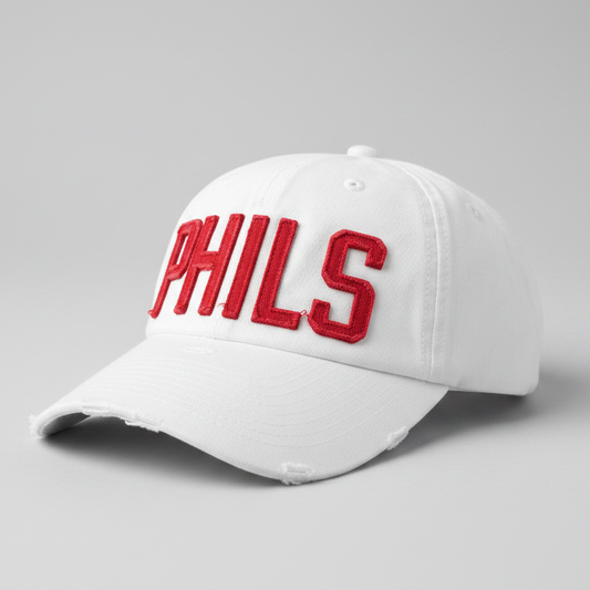 White Embroidered Phils Cap