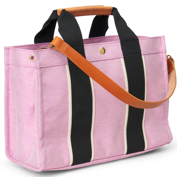 'Kyle' Pink Nylon Tote w/ Leather Accents