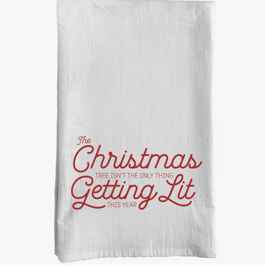 Lit Christmas Holiday Kitchen Flour Sack Tea Towel