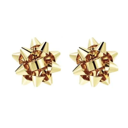 Christmas Present Bow Earrings - gold
