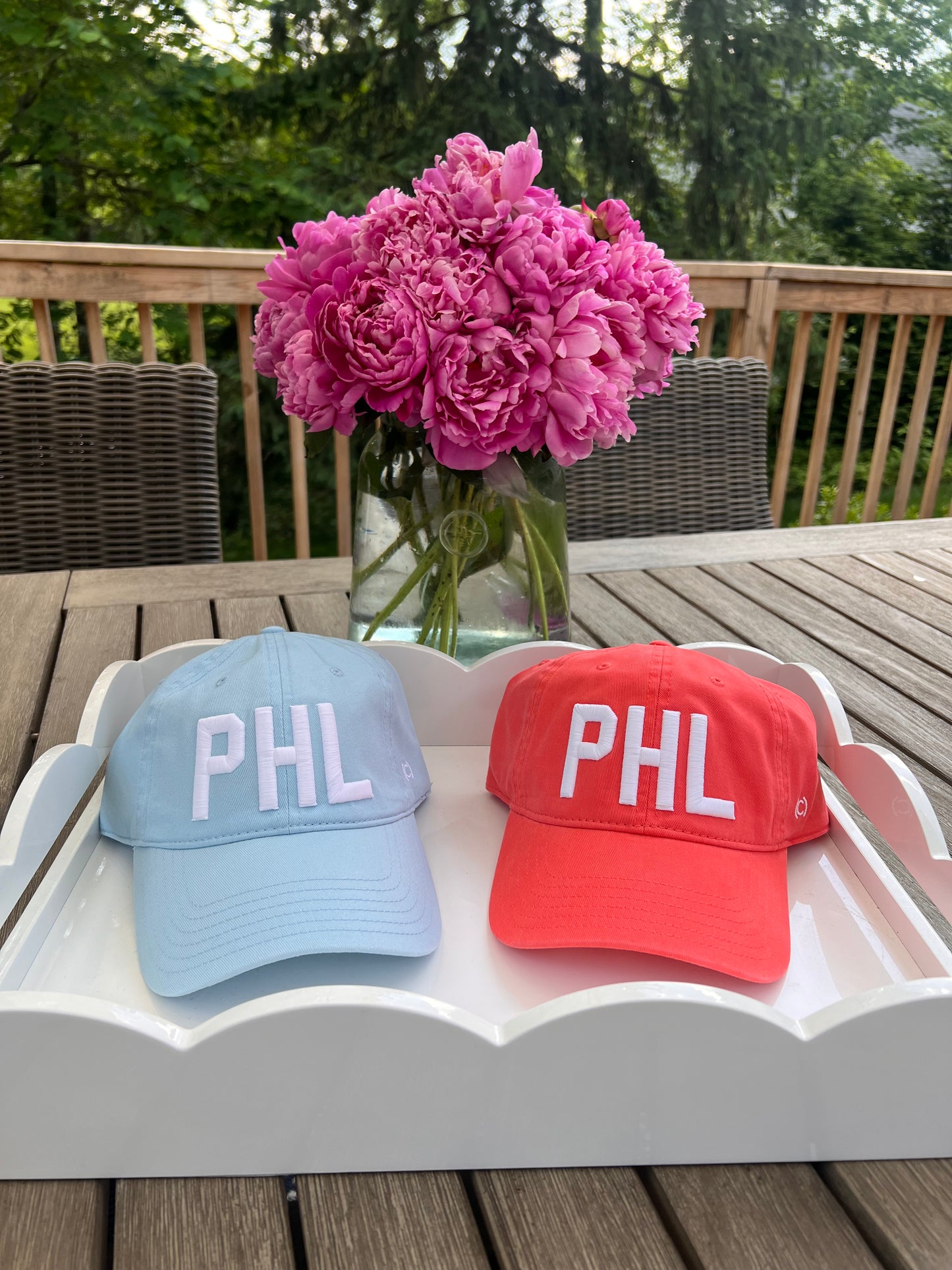 ‘PHL’ White on Coral Baseball Hat