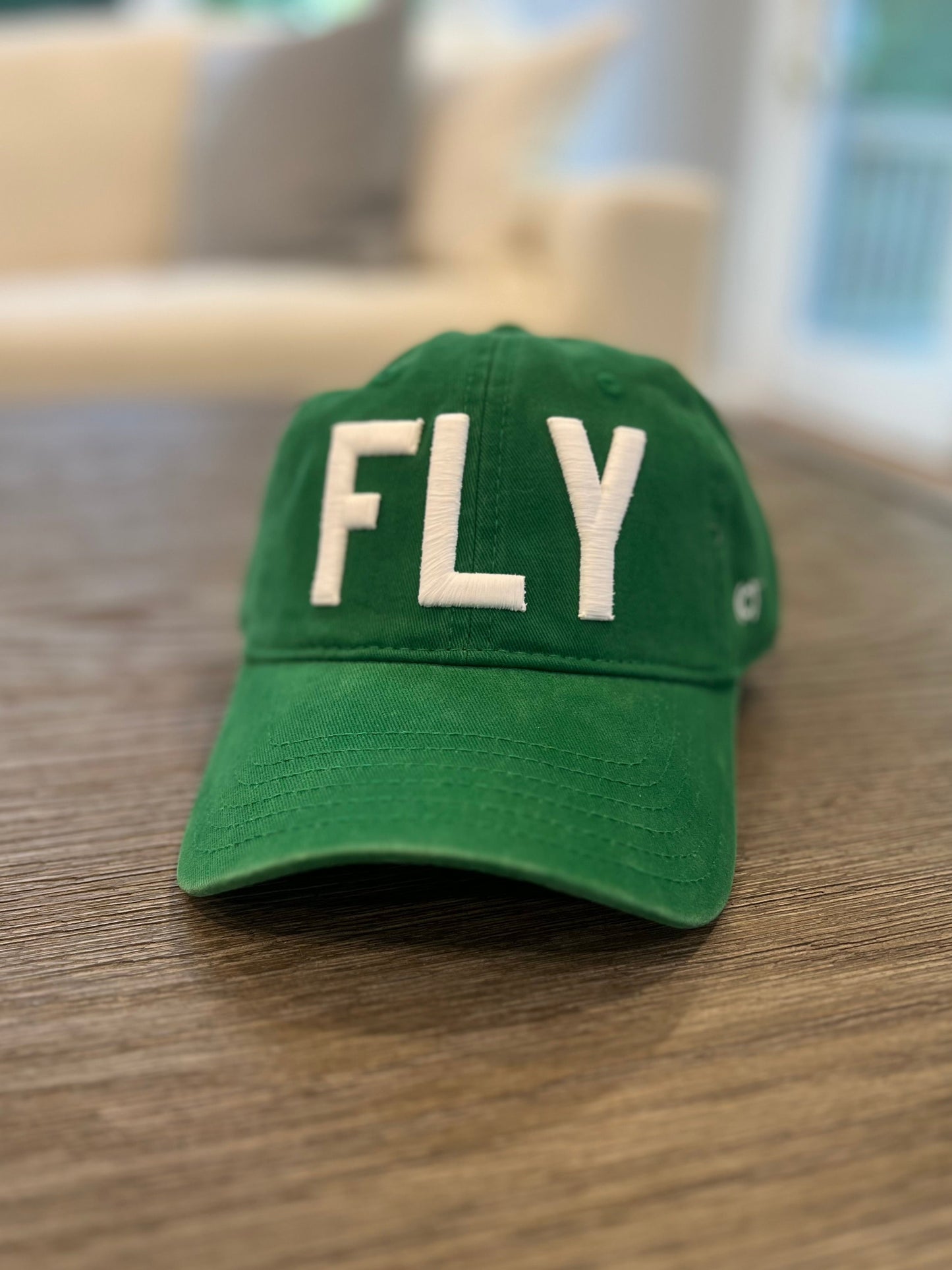 'Fly' White on Kelly Green Baseball Hat