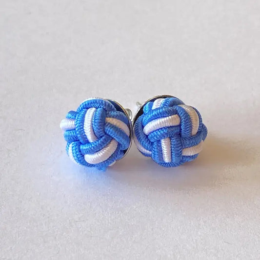 Monkey Fist Earrings - atlantic blue/white