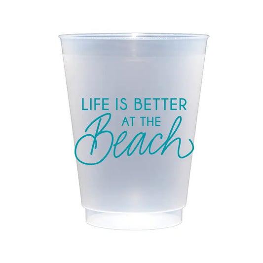 "Life Is Better At The Beach" Frosted Reusable Cups (8)