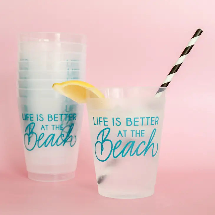 "Life Is Better At The Beach" Frosted Reusable Cups (8)