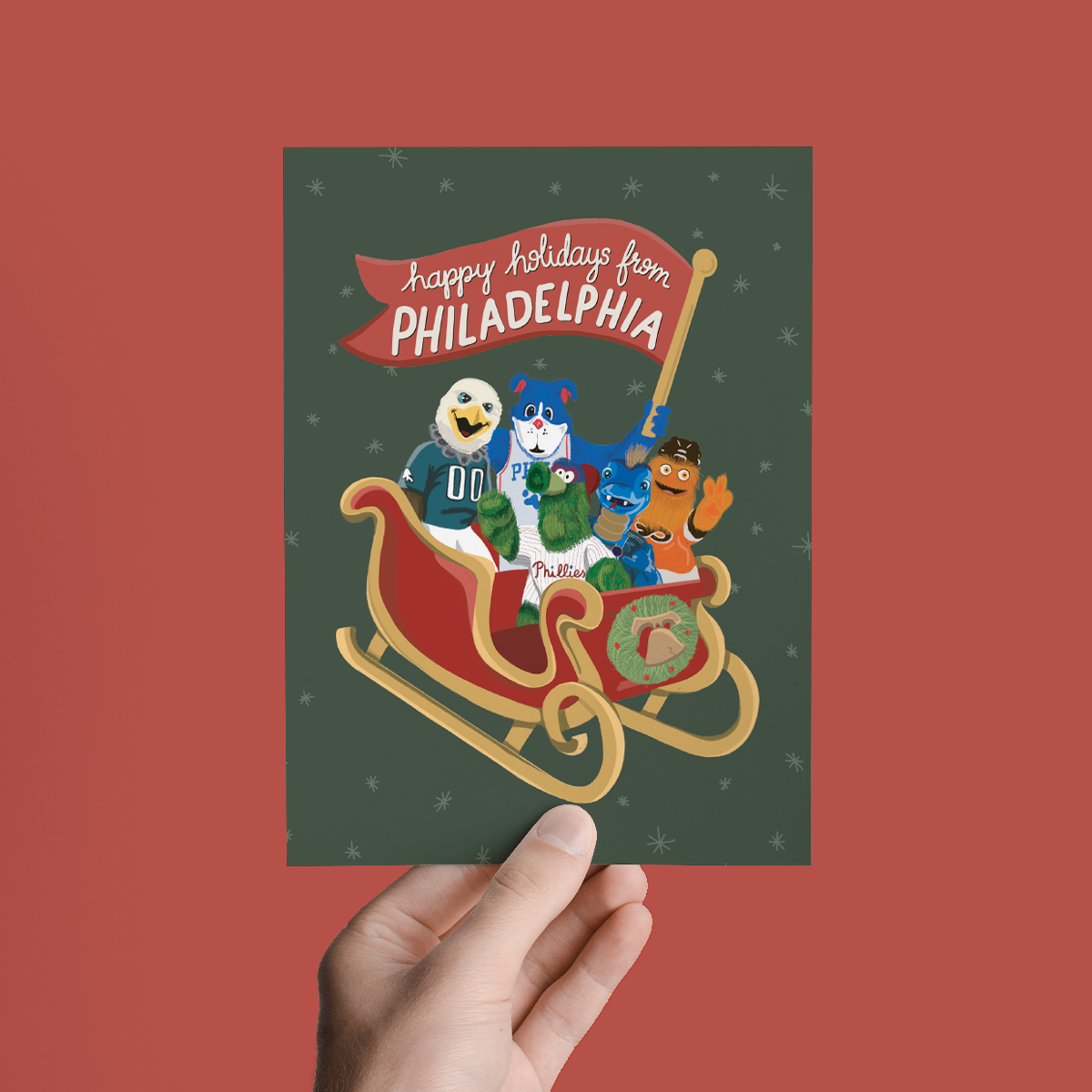 Happy Holidays from Philadelphia Mascots Greeting Card