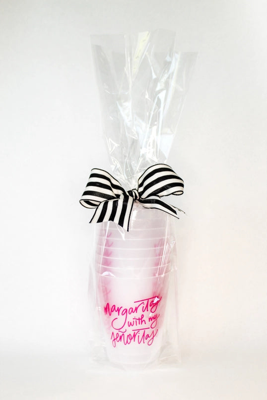 "Margaritas With My Senoritas" Frosted Reusable Cups (8)