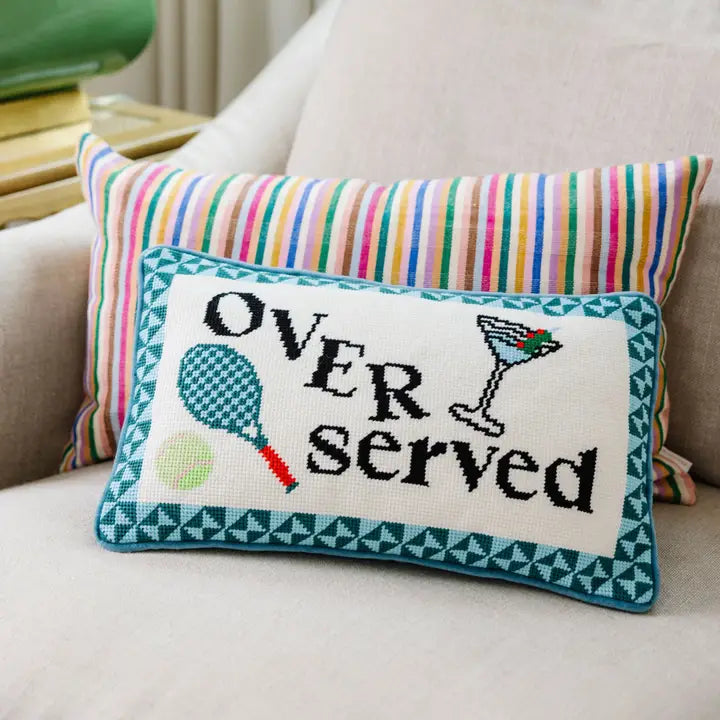 "Overserved" Needlepoint Pillow