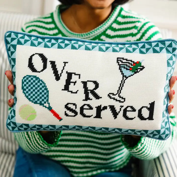 "Overserved" Needlepoint Pillow