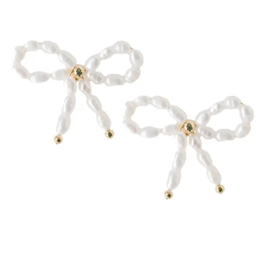 Petite Pearl Bow Earrings