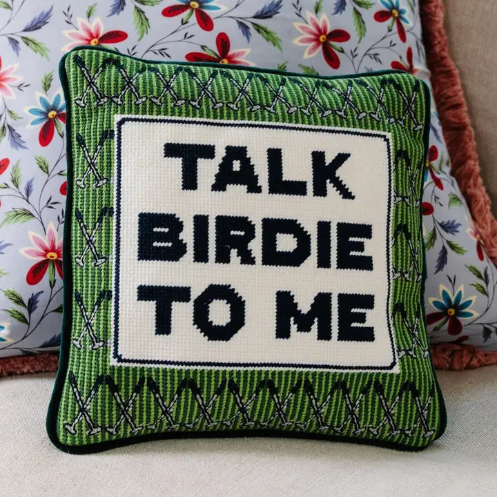 "Talk Birdie To Me" Needlepoint Pillow