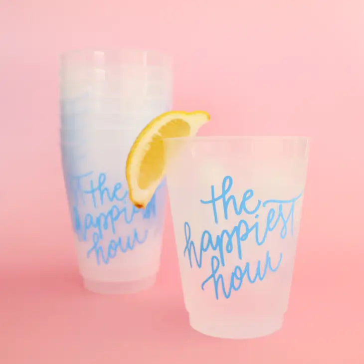 "The Happiest Hour" Frosted Reusable Cups (8)